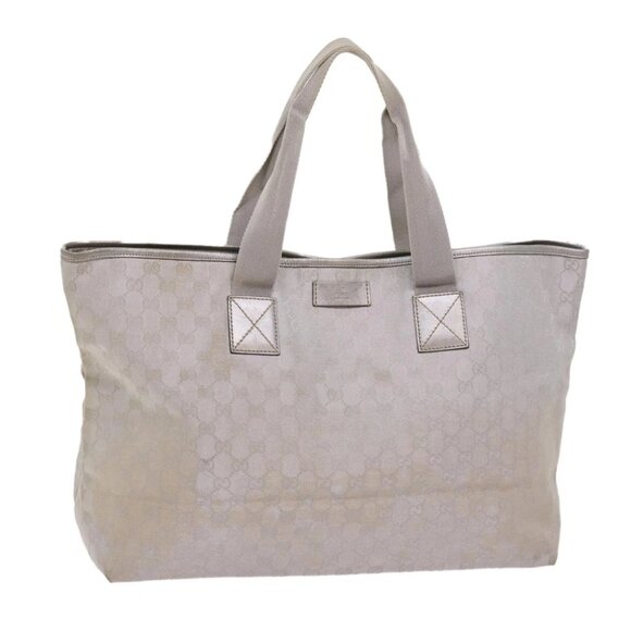 GUCCI GG Canvas Tote Bag Outlet Silver 267474 Auth 69367 - Picture 1 of 16